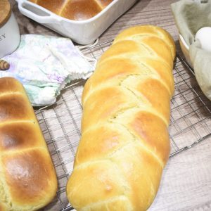Brioche Braid and Loaf on cooling rack