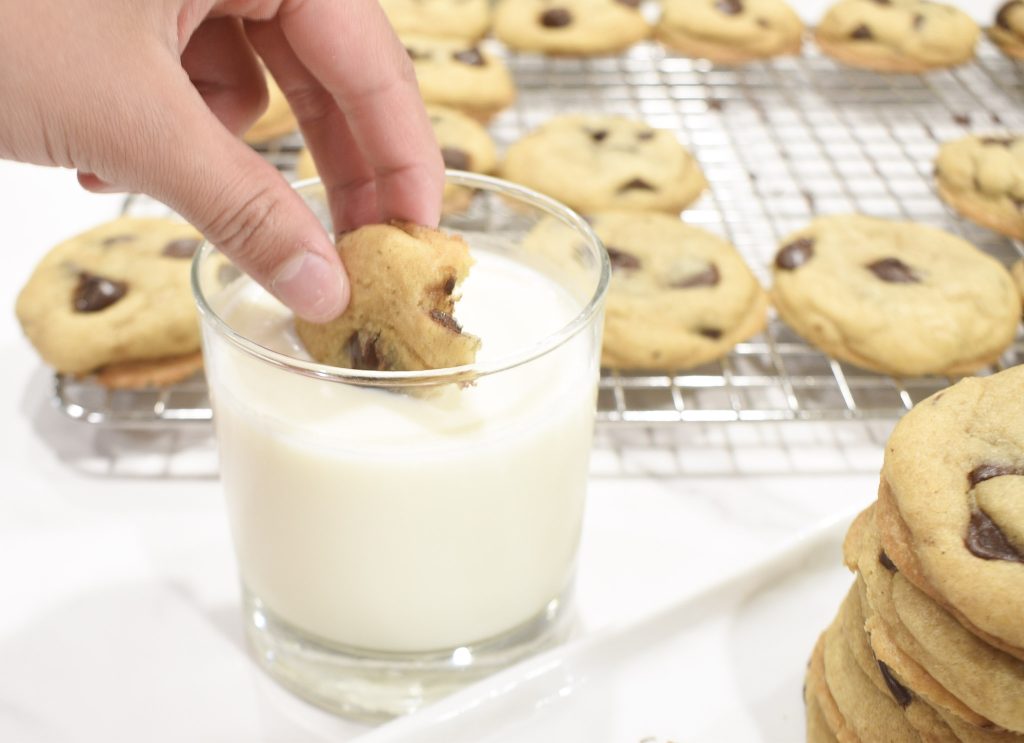 Chocolate Chip Cookie Dipped in Milk