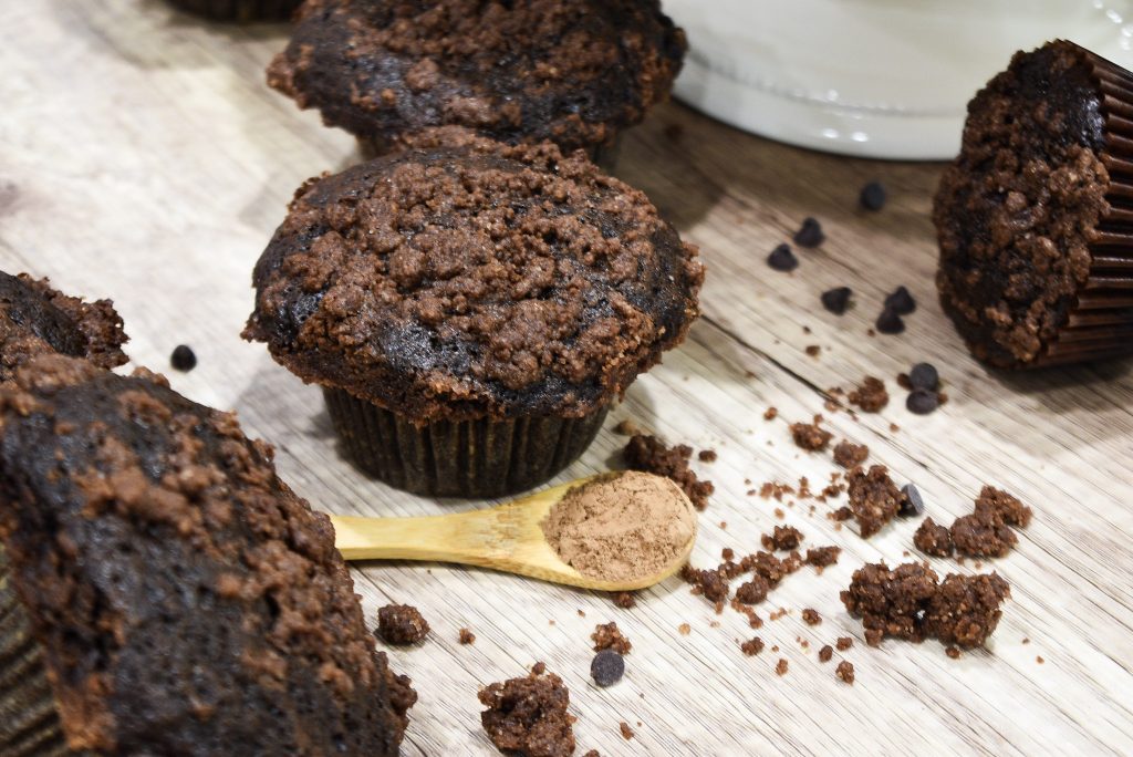 Sourdough Chocolate Muffin Cut in Half