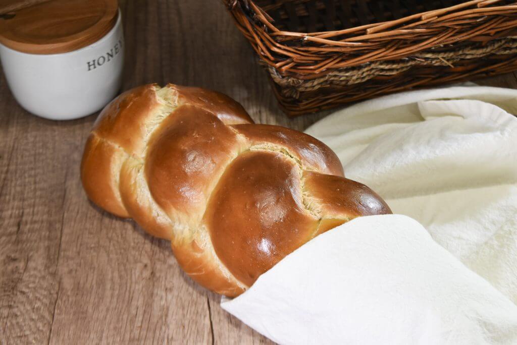 Sourdough Challah Bread with Linen Wrap