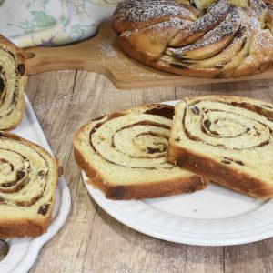 Sourdough Cinnamon raisin bread slices on plate