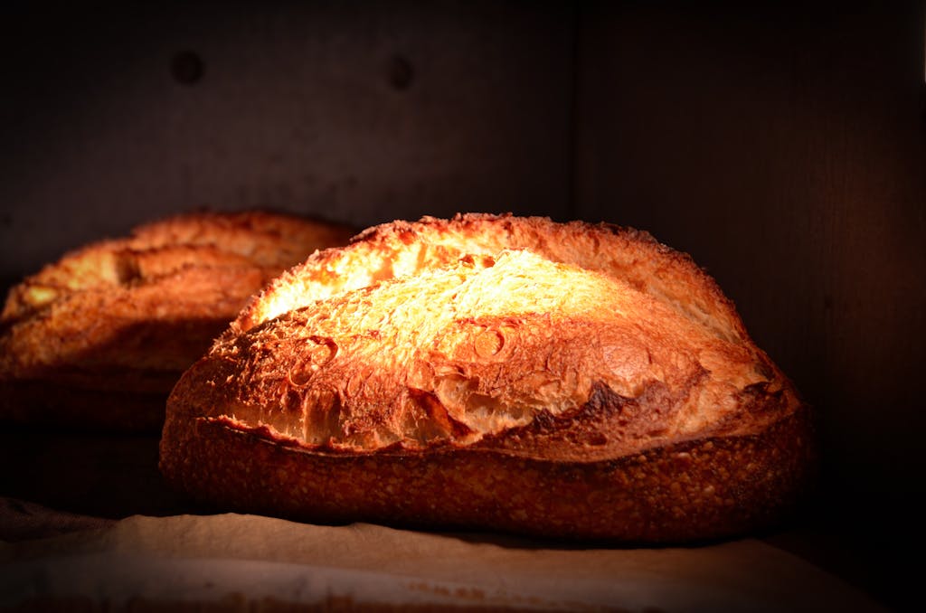 open baking sourdough bread